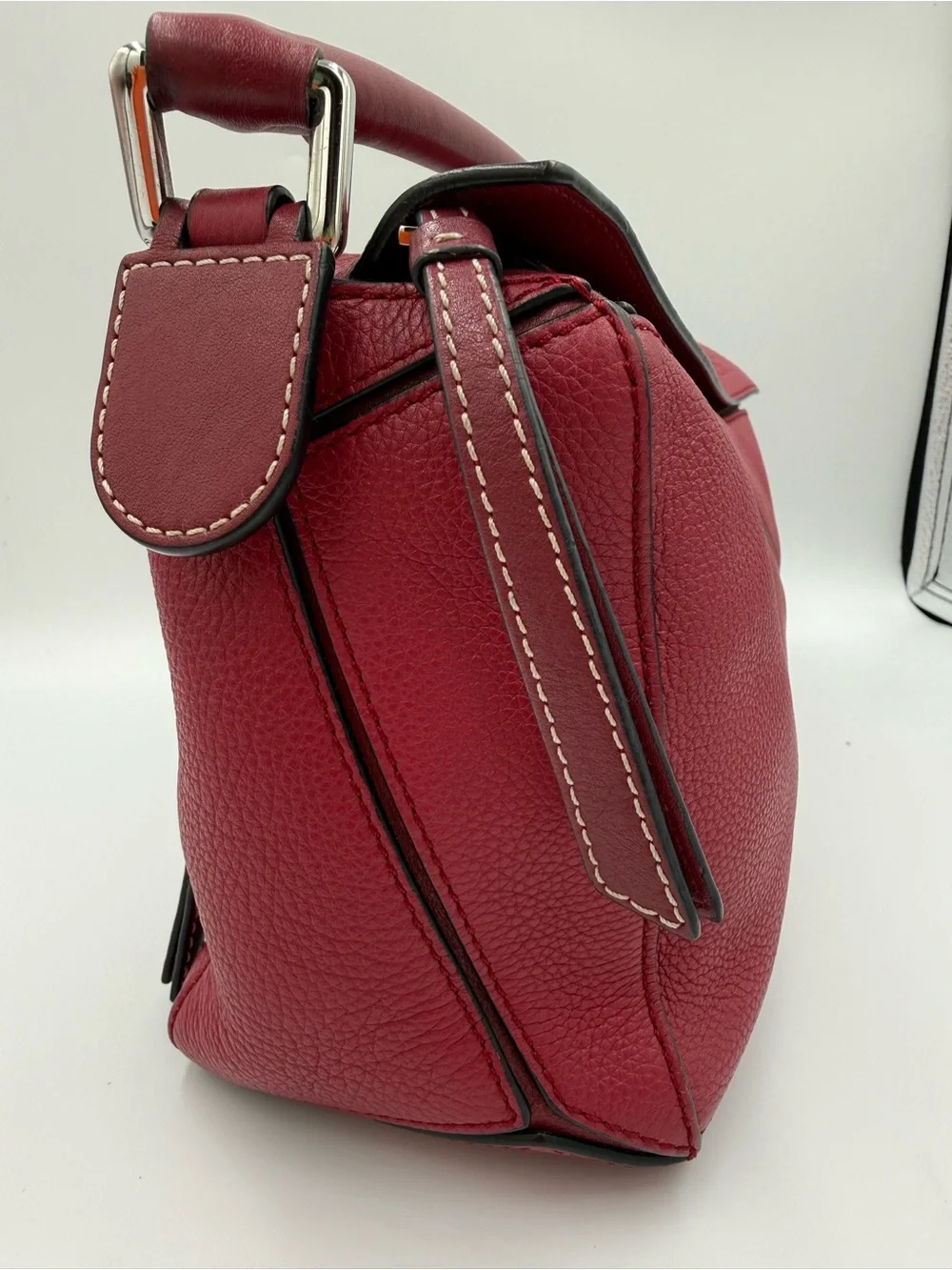 Loewe Hot Pink Puzzle Leather Top-Handle Shoulder Bag with Detachable CB Strap
